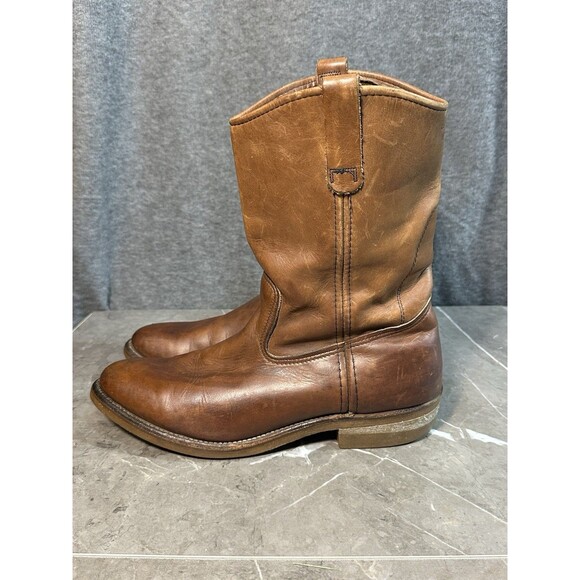 VTG Red Wing Pecos Western Work Boots  Mens 11.5 B Brown Leather Pull On USA main image 8